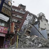 Demolition work is underway at a building collapsed by a powerful earthquake in Hualien City, Taiwan, Saturday, April 6, 2024. Taiwan’s strongest earthquake in 25 years struck Wednesday morning off its east coast. (Suo Takekuma/Kyodo News via AP)
