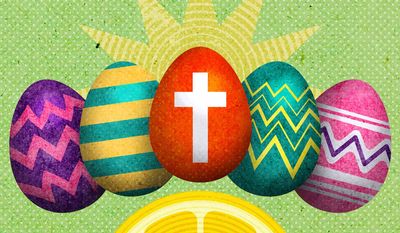 Easter eggs and the &quot;Lemon test&quot; for religious symbolism illustration by Greg Groesch / The Washington Times