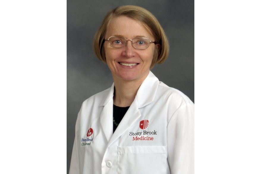 This 2017 photo provided by Stony Brook Medicine, show Monika Woroniecka, a Long Island doctor. Woroniecka, who was headed to upstate New York to see the solar eclipse with her family, fell out of a moving trailer on a highway and died, Saturday, April 6, 2024, authorities said. (Jeanne Neville/Stony Brook Medicine via AP)