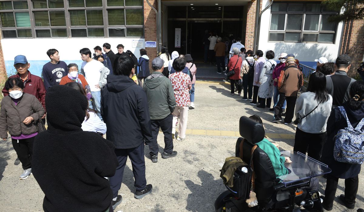 NextImg:Exit polls suggest a big win by South Korea’s liberal opposition parties in parliamentary election