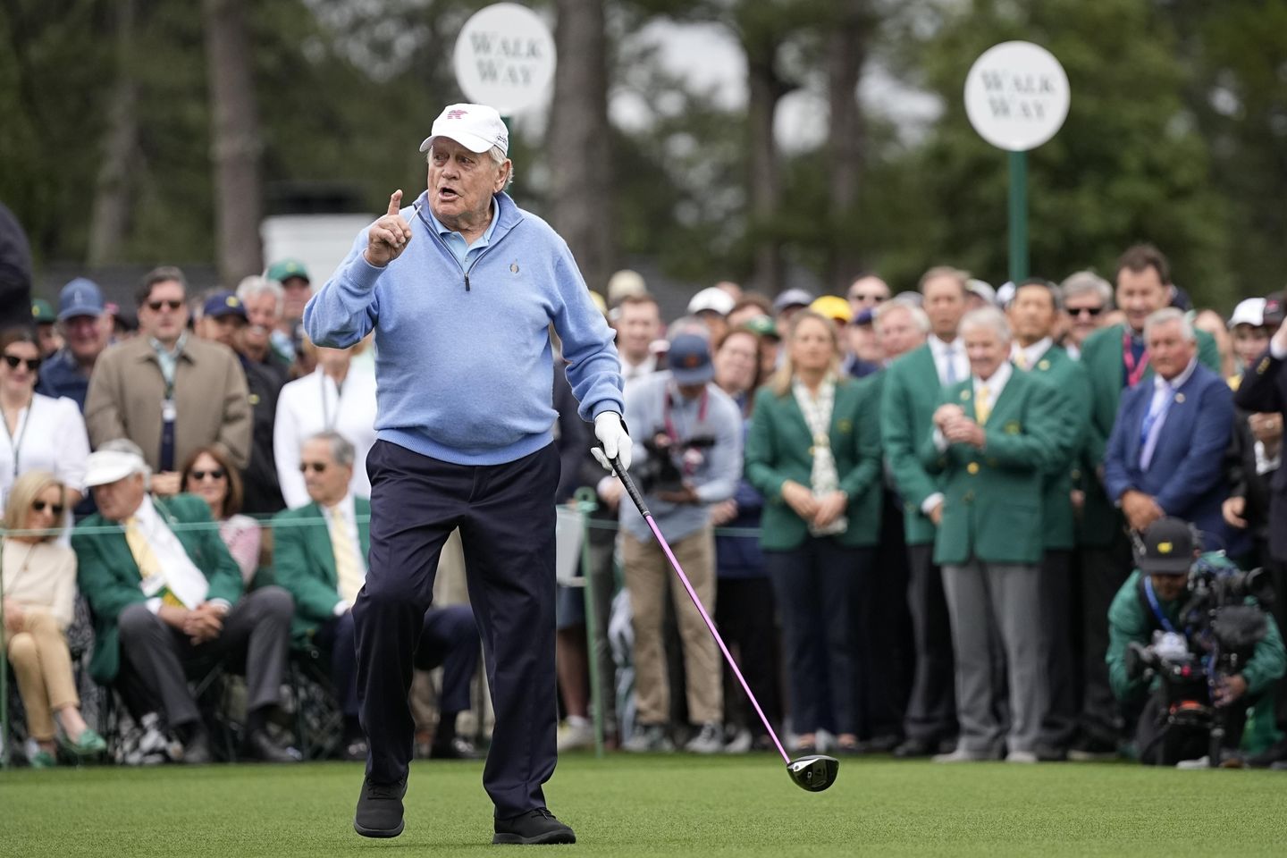 The Masters gets underway with Nicklaus, Player and Watson hitting ceremonial first shots
