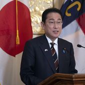 Japan Prime Minister Fumio Kishida addresses a luncheon in his honor at the North Carolina Executive Mansion, Friday, April 12, 2024, in Raleigh, N.C. (Robert Willett/The News &amp; Observer via AP, Pool)
