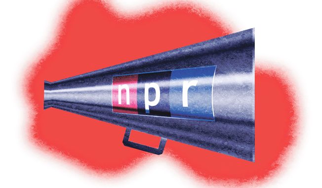 National Public Radio (NPR), a mouthpiece for the left illustration by Alexander Hunter/The Washington Times