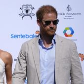 Britain&#x27;s Prince Harry, right, and wife Meghan Markle, Duchess of Sussex, arrive for the 2024 Royal Salute Polo Challenge to Benefit Sentebale, on April 12, 2024, in Wellington, Fla. Prince Harry’s fight for police protection in the U.K. has received another setback. A judge on Monday, April 15, 2024 rejected his request to appeal an earlier ruling upholding a government panel’s decision to limit his access to publicly funded security after he quit as a working member of the royal family. (AP Photo/Rebecca Blackwell, File)
