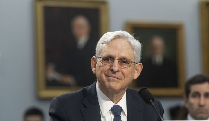 Attorney General Merrick Garland testifies before the House Committee on Appropriations, Subcommittee on Commerce, Justice, Science, and Related Agencies budget hearing on Capitol Hill, Monday, April 15, 2024, in Washington. (AP Photo/Kevin Wolf) **FILE**