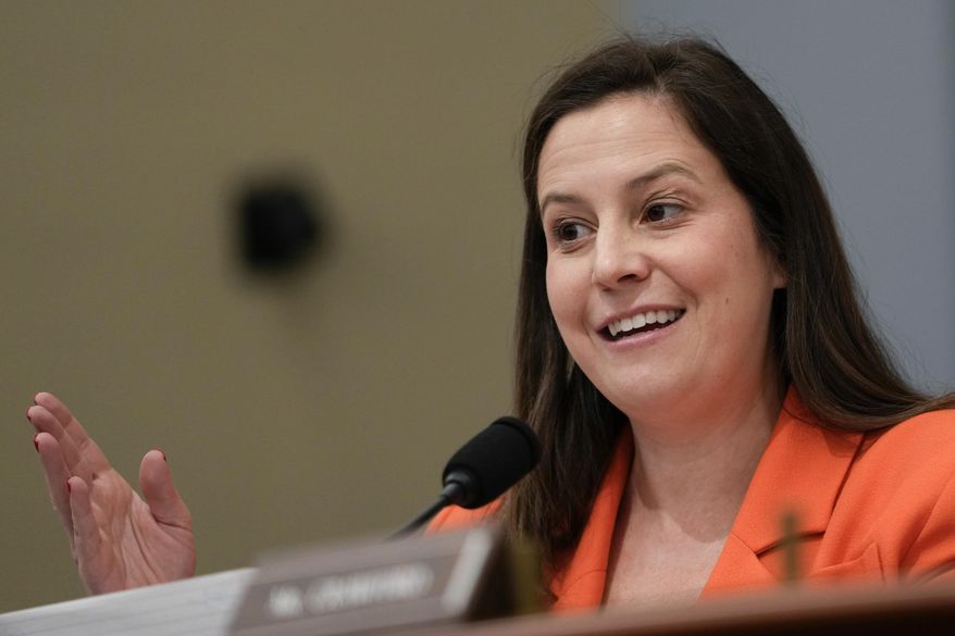 Rep. Elise Stefanik, R-N.Y., speaks during the House Select Committee on Intelligence annual open hearing on world wide threats at the Capitol in Washington, March 9, 2023. (AP Photo/Carolyn Kaster, File)