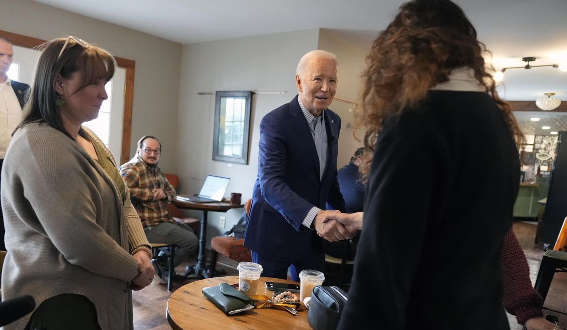 President Joe Biden greets patrons at Zummo&#x27;s Cafe, Wednesday morning, April 17, 2024, in Scranton, Pa. (AP Photo/Alex Brandon)