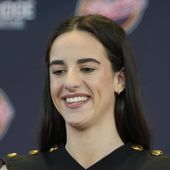Indiana Fever&#x27;s Caitlin Clark speaks during a WNBA basketball news conference, Wednesday, April 17, 2024, in Indianapolis. (AP Photo/Darron Cummings)