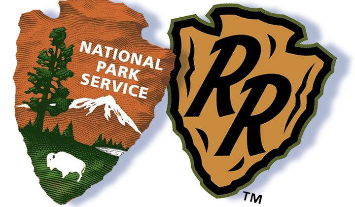 The National Park Service says the logo of the Glacier Range Riders in Montana is too close to the park service’s own logo. (Credit: National Park Service, Glacier Range Riders)