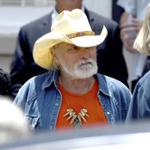 Dickey Betts, a founding member of the Allman Brothers Band, exits the funeral of Gregg Allman at Snow&#x27;s Memorial Chapel, June 3, 2017, in Macon, Ga. Guitar legend Betts, who co-founded the Allman Brothers Band and wrote their biggest hit, “Ramblin’ Man,” died Thursday, April 18, 2024. He was 80. (Jason Vorhees/The Macon Telegraph via AP, File)
