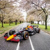 Oracle Red Bull Racing&#x27;s RB19 car amongst the Cherry Blossoms along the Potomac River in Washington, D.C., on April 1, 2024. Red Bull&#x27;s Showrun event is Sat., April 18, 2024 on Pennsylvania Avenue NW near the U.S. Capitol and National Mall. (Chris Tedesco/Red Bull Content Pool)
