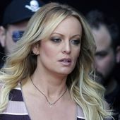 Stormy Daniels arrives at an event in Berlin, on Oct. 11, 2018. (AP Photo/Markus Schreiber, File)