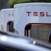 A Tesla charging station is seen, Sept. 28, 2023, in Woodstock, Ga. (AP Photo/Mike Stewart, File)