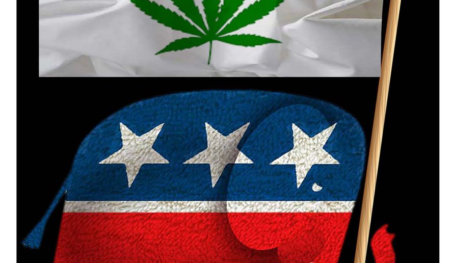 Republicans and cannabis (marijuana) regulation illustration by Alexander Hunter/The Washington Times