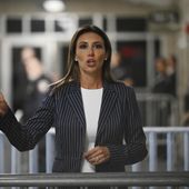 Alina Habba, an attorney for former President Donald Trump, speaks outside at Manhattan criminal court during Trump&#x27;s trial in New York, on Monday, April 22, 2024. (Angela Weiss/Pool Photo via AP)