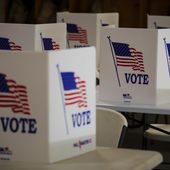 Voting booths are set up at a polling place in Newtown, Pa., Tuesday, April 23, 2024. (AP Photo/Matt Rourke)