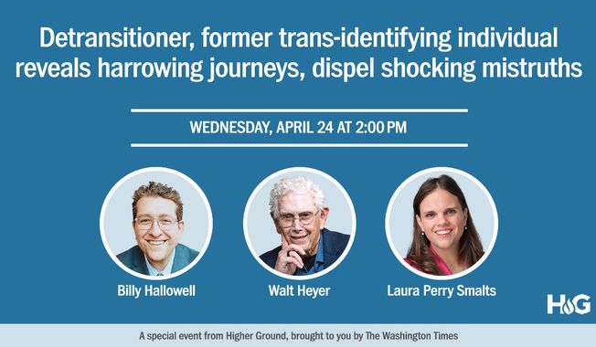 For this month&#x27;s &quot;Higher Ground&quot; event, Billy Hallowell is sitting down with two such individuals: Walt Heyer and Laura Perry Smalts. Both spent years attempting to live as the opposing biological gender, facing surgeries and other life-altering changes — all before they abandoned these quests.