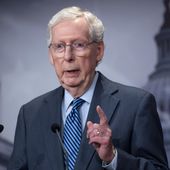 Senate Minority Leader Mitch McConnell, R-Ky., praises support for Ukraine as the Senate is on track to pass $95 billion in war aid to Ukraine, Israel and Taiwan, at the Capitol in Washington, Tuesday, April 23, 2024. (AP Photo/J. Scott Applewhite)