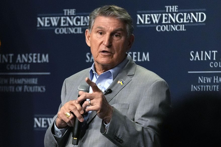 Sen. Joe Manchin, D-W.Va., speaks during the Politics and Eggs event, Jan. 12, 2024, in Manchester, N.H. Manchin endorsed Glenn Elliott's, the mayor of Wheeling, on Monday, April 22, 2024, in the Democratic primary race for his seat representing deep-red West Virginia, where Manchin is currently the only Democrat holding statewide office. (AP Photo/Charles Krupa, File)
