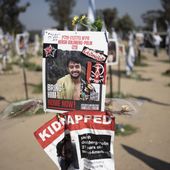 A poster depicting Israeli-American hostage Hersh Goldberg-Polin is displayed in Re&#x27;im, southern Israel at the Gaza border, Feb. 26, 2024, at a memorial site for the Nova music festival site where he was kidnapped to Gaza by Hamas on Oct. 7, 2023. Hamas on Wednesday, April 24, 2023, released a recorded video of an Israeli American still being held by the group. The video was the first sign of life of Hersh Goldberg-Polin since Hamas’ Oct. 7 attack on southern Israel. It was not clear when the video was taken. (AP Photo/Maya Alleruzzo, File)