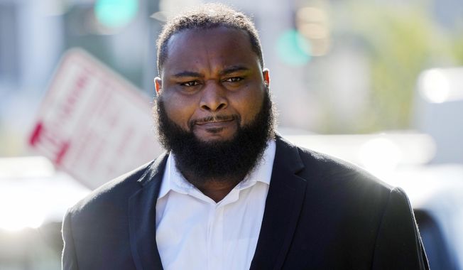 FILE - Cardell Hayes enters Orleans Parish Criminal District Court in New Orleans, Sept. 20, 2023, for a hearing regarding his retrial for shooting former NFL star Will Smith. Hayes is scheduled for sentencing Thursday, April 25, 2024, in a New Orleans courtroom. (AP Photo/Gerald Herbert, File)