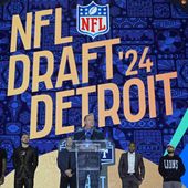 NFL commissioner Roger Goodell speaks during the first round of the NFL football draft, Thursday, April 25, 2024, in Detroit. (AP Photo/Paul Sancya)