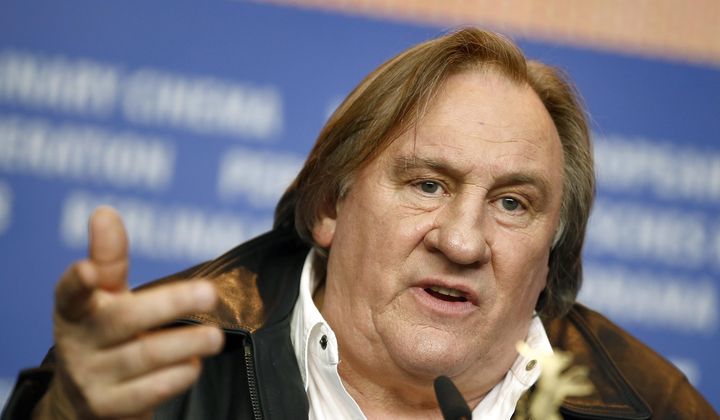 Actor Gerard Depardieu addresses the media during the press conference for the film &quot;Saint Amour&quot; at the 2016 Berlinale Film Festival in Berlin, Germany, Friday, Feb. 19, 2016. French media are reporting that police have summoned actor Gérard Depardieu for questioning about allegations made by two women that he sexually assaulted them on movie sets. Broadcaster BFMTV and the daily Le Parisien both reported that the 75-year-old actor was called in for police questioning in Paris on Monday, April 29, 2024. (AP Photo/Axel Schmidt, File)