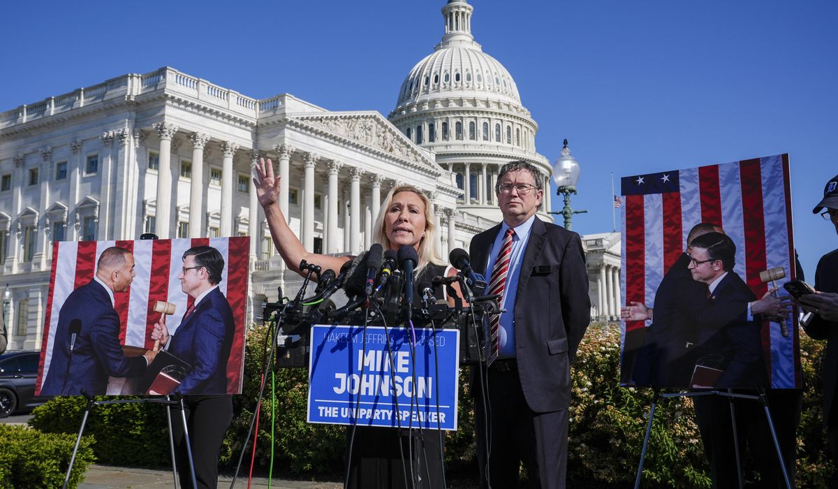 NextImg:House speaker to meet Monday with MTG ahead of her bid to oust him