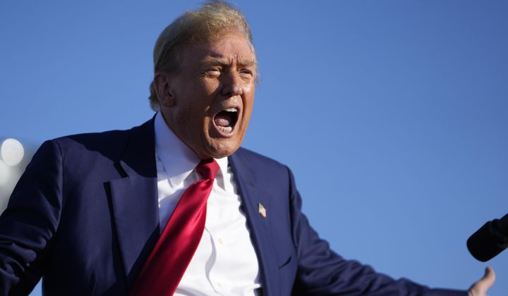 Republican presidential candidate former President Donald Trump speaks at a campaign rally in Freeland, Mich., Wednesday, May 1, 2024. (AP Photo/Paul Sancya)