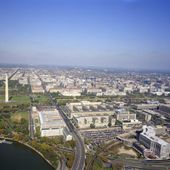 Aerial view of the southwest Washington, D.C. Liberty Loan federal building pictured in the foreground circa 2006. (Photo courtesy of U.S. General Services Administration)
