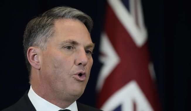 Australian Deputy Prime Minister and Minister for Defense Richard Marles speaks during a news conference at the State Department, Dec. 6, 2022, in Washington. (AP Photo/Manuel Balce Ceneta, File)
