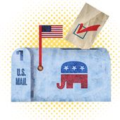 Republicans (GOP) and mail-in voting illustration by Greg Groesch / The Washington Times