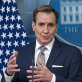 National security communications advisor John Kirby speaks with reporters in the James Brady Press Briefing Room at the White House, Monday, May 6, 2024, in Washington. (AP Photo/Alex Brandon)