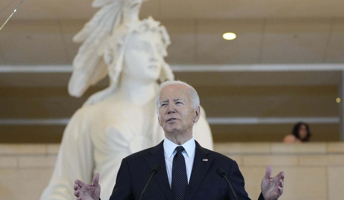 President Joe Biden speaks at the U.S. Holocaust Memorial Museum&#x27;s Annual Days of Remembrance ceremony at the U.S. Capitol, Tuesday, May 7, 2024 in Washington. (AP Photo/Evan Vucci)