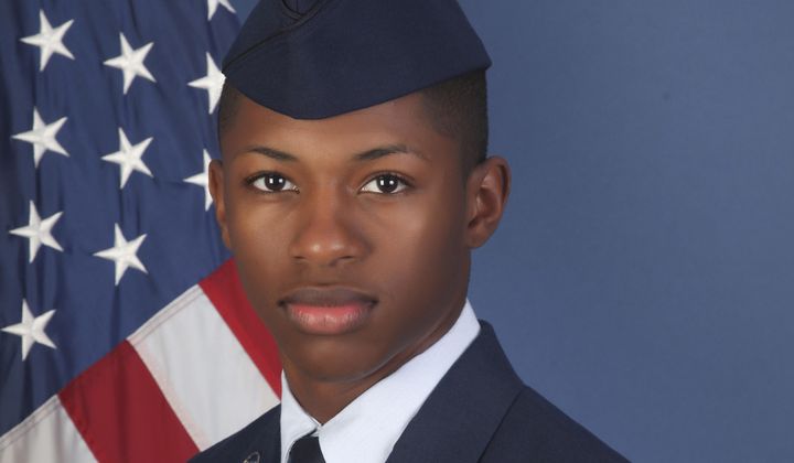 This photo provided by the U.S. Air Force, shows Senior Airman Roger Fortson in a Dec. 24, 2019, photo. The Air Force says the airman supporting its Special Operations Wing at Hurlburt Field, Fla., was shot and killed on May 3, 2024, during an incident involving the Okaloosa County Sheriff&#x27;s Office. (U.S. Air Force via AP)