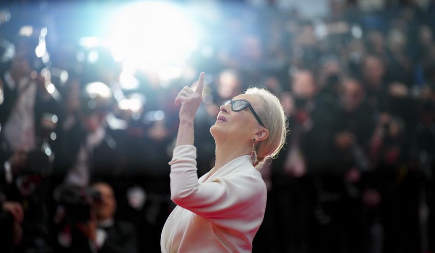 Meryl Streep poses for photographers upon arrival at the awards ceremony and the premiere of the film 'The Second Act' during the 77th international film festival, Cannes, southern France, Tuesday, May 14, 2024. (Photo by Daniel Cole/Invision/AP)