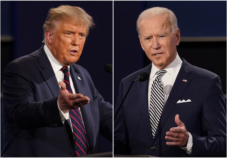 President Biden with then-President Donald Trump during the first 2020 presidential debate at Case Western University and Cleveland Clinic, in Cleveland, Ohio. (AP Photo/Patrick Semansky, File)