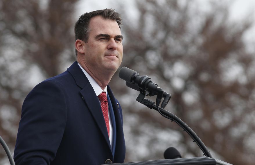 Oklahoma Governor Kevin Stitt gives his inaugural speech during ceremonies in Oklahoma City, Monday, Jan. 14, 2019. (AP Photo/Sue Ogrocki, file)