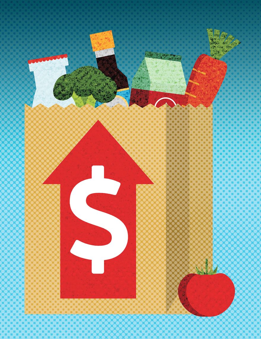 Rising food (grocery) prices illustration by Greg Groesch / The Washington Times