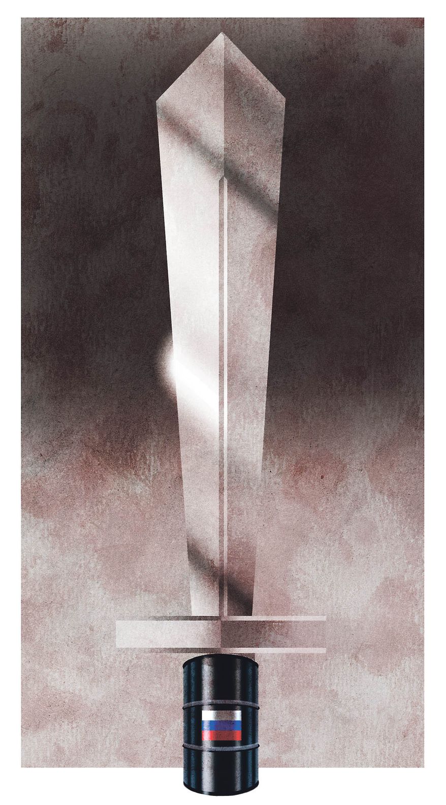 Russia's oil exports and economic sanctions by America illustration by Alexander Hunter/The Washington Times