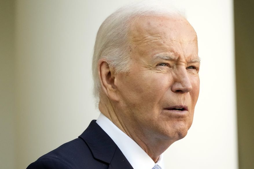 President Joe Biden speaks during a Jewish American Heritage Month event, May 20, 2024, in the Rose Garden of the White House in Washington. Biden, intent on selling his legislative accomplishments this election year, will travel to New Hampshire to detail the impact of a law that helps veterans get key benefits as a result of burn pit or other toxic exposure during their service. (AP Photo/Jacquelyn Martin)