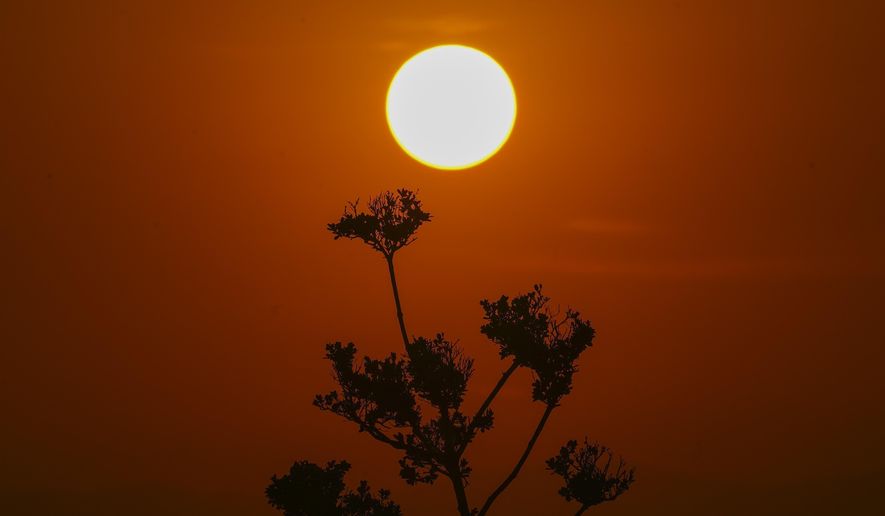 The sun rises amid high temperatures in Mexico City, Thursday, May 23, 2024. Extreme heat in Mexico, Central America and parts of the U.S. South has left millions of people in sweltering temperatures, strained energy grids and resulted in iconic Howler monkeys in Mexico dropping dead from trees. (AP Photo/Marco Ugarte)