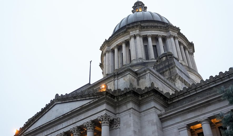 The Washington State Capitol building is seen on the first day of the legislative session in Olympia, Wash., on Jan. 8, 2024. (AP Photo/Lindsey Wasson) **FILE**