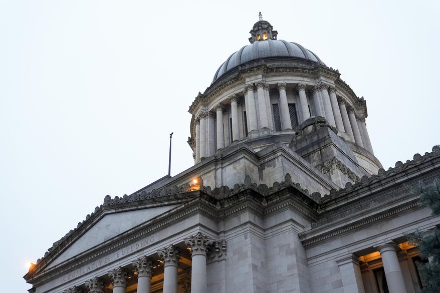 The Washington State Capitol building is seen on the first day of the legislative session in Olympia, Wash., on Jan. 8, 2024. (AP Photo/Lindsey Wasson) **FILE**