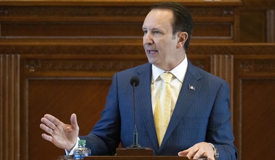 Louisiana Gov. Jeff Landry addresses members of the House and Senate on opening day of a legislative special session, Feb. 19, 2024, in the House Chamber at the State Capitol in Baton Rouge, La. Landry has signed a first-of-its-kind bill Friday, May 24, classifying two abortion-inducing drugs as controlled and dangerous substances. (Hilary Scheinuk/The Advocate via AP, File)
