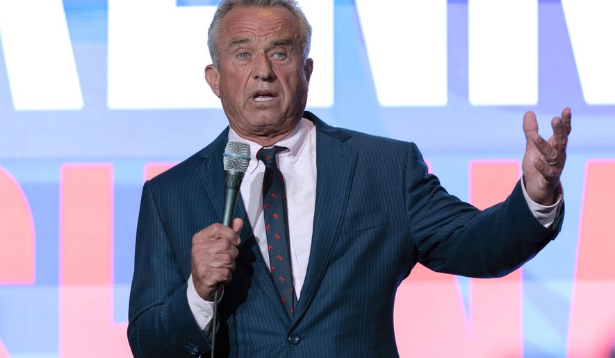 Independent presidential candidate Robert F. Kennedy Jr. speaks during the Libertarian National Convention at the Washington Hilton in Washington, Friday, May 24, 2024. (AP Photo/Jose Luis Magana)