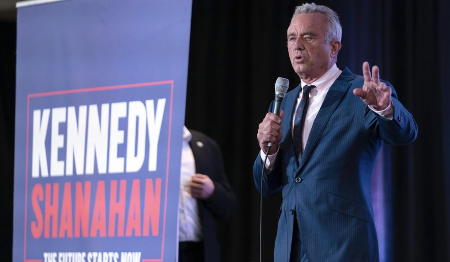 Independent presidential candidate Robert F. Kennedy Jr. speaks during the Libertarian National Convention at the Washington Hilton in Washington, Friday, May 24, 2024. (AP Photo/Jose Luis Magana)