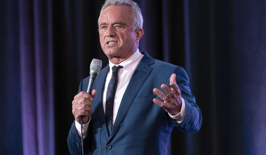Independent presidential candidate Robert F. Kennedy Jr. speaks during the Libertarian National Convention at the Washington Hilton in Washington, Friday, May 24, 2024. (AP Photo/Jose Luis Magana)