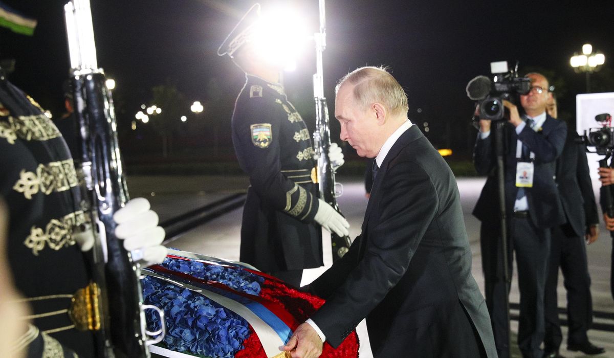 NextImg:Putin arrives in Uzbekistan on the 3rd foreign trip of his new term