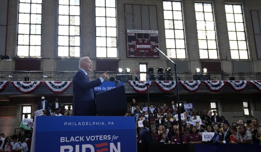 President Joe Biden speaks during a campaign event at Girard College, Wednesday, May 29, 2024, in Philadelphia. (AP Photo/Evan Vucci)